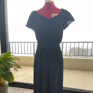 Black and white polka dot jumpsuit